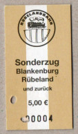 A07] BRD - Pappfahrkarte - Rübelandbahn - Sonderfahrt Mit Dampflok Blankenburg - Rübeland 5 EUR - Europe
