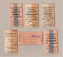 A13] BRD (DR Der DDR)  - 6 Genutzte Pappfahrkarten Ab Langenbrück (Sachsen) - Europe