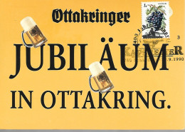 DRINK, BEER, KAPSREITER, OTTAKRING, GRAPES, 1990, CARD FDC, SCHARDING, AUSTRIA - Bières
