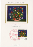(alm)  FRANCE  CARTE MAXIMUM CROIX ROUGE 1984 CALY FLEURS - Red Cross