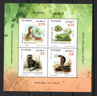 2024 - Tunisia - Animals In Danger Of Extinction- Fauna- Frog- Snake- Weasel- Otter- Perforated Minisheet MNH** - Ongebruikt