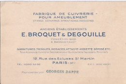 PARIS       FABRIQUE DE CUIVRERIE  E BROQUET & DEGOUILLE     12 RUES DES ECLUSES ST MARTIN        AVIS DE PASSAGE - Paris (10)