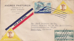 Dominican Republic ANDRÉS PASTORIZA Via AIR MAIL Label SANTO DOMINGO 1935? Cover Brief Lettre HAMBURG Germany Trujillo - Dominicaine (République)