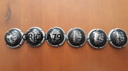 6 PLAQUES DE MUSELETS - CAPSULES - MOUSSEUX -  SERIE COMPLETE  " BULLES " " NOIRES" - Mousseux