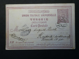DX18   TURQUIE  CARTE ENTIER  1900 A ROSTOK GERMANY + AFF. INTERESSANT++ ++ - Covers & Documents