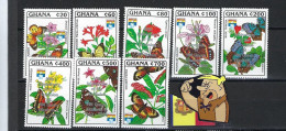 GHANA 1992 PAPILLONS MARIPOSAS BUTERFLEIS 8V. 1992 NEUFS - Ghana (1957-...)