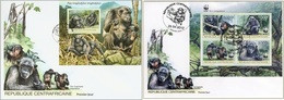 Centrafrica 2012, WWF, Gorilla, 4val In BF +BF In 2FDC - FDC
