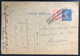 France 1920 - Carte Correspondance Entier 237-CP1 - Annulation Manuelle, Vers Bruxelles (Belgique)  731 - Cartes Précurseurs