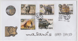 Malawi 2011 The Big Five Lion Panthere Elefant Elephant Rhinoceros Fauna Fauna Guepard FDC 1er Jour - Félins