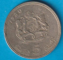 Marokko 5 Dirham 1980/1400  K-N  Schön Nr.56, KM-Nr.72 ( DK 289) - Maroc