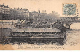 PARIS - Travaux Du Chemin De Fer Métropolitain - Ligne N°4 - Fonçage Du Caisson Dans La Lit De La Seine - état - Metro, Stations