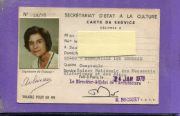 95 - ARNOUVILLE - LES - GONESSE .Carte  De  Service  . - Mitgliedskarten