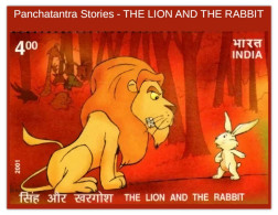 India 2001 STORIES OF PANCHTANTRA STORIES - THE LION AND THE RABBIT MINT / BLANK PPC Maxim/Picture Post Card As Per Scan - Félins