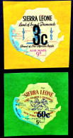 SIERRA LEONE 1965-66, SURCHARGE, 3 CENT ON 9 D KENEDY STAMP, 60 CENT LION ON 5/ OVERPRINTED, 2 DIFF ODD SHAPE STAMP. - Sierra Leone (1961-...)