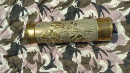 DOUILLE 75 MM SCULPTEE FLEUR AISNE 14 17  VENTE EN FRANCE UNIQUEMMENT - Armi Da Collezione