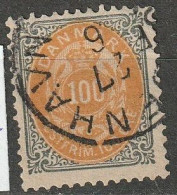 Danmark 1875,  100 Ore. Rahmen Kopfstehend Wz. 1 Y Gez. K12,75x13,5   Mi. 31 II YB (cat 45 €) Nice Cancellation - Gebruikt