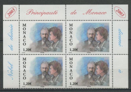 MONACO 2003 N° 2408 ** Bloc De 4 Neuf MNH Superbe  Pierre Marie Curie Prix Nobel Physique Médecine - Ongebruikt