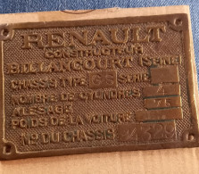Plaque De Constructeur Renault GS - KFZ