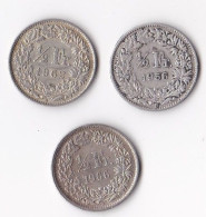 Suisse Lot De 3 Pièces ½ Franc En Argent - 1/2 Franken