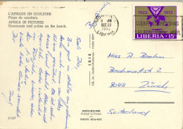 1972 LIBERIA , MONROVIA , T.P. CIRCULADA , CORREO AÉREO , AIR MAIL , POR AVIÓN - PLAGE DE COCOTIERS - Liberia