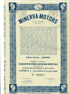 MINERVA MOTORS; 1/10e De La Part Sociale - Auto's