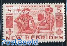 New Hebrides 1953 5F, Stamp Out Of Set, Mint NH, History - Neufs