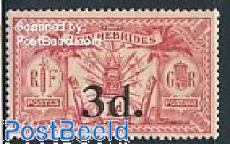 New Hebrides 1920 3p On 1p, Stamp Out Of Set, Unused (hinged) - Neufs