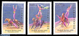 Uzbekistan 2009 Circus, Horses 3v, Mint NH, Nature - Performance Art - Horses - Circus - Circus
