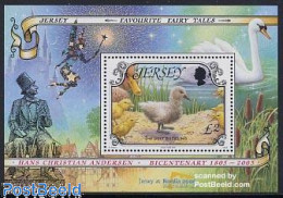 Jersey 2005 Nordia Overprint S/s, Mint NH, Nature - Various - Birds - Philately - Holograms - Art - Fairytales - Hologrammes