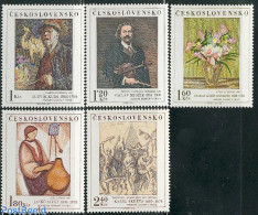 Czechoslovkia 1974 Paintings 5v, Mint NH, Performance Art - Music - Art - Clocks - Modern Art (1850-present) - Paintings - Sonstige & Ohne Zuordnung