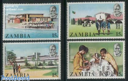 Zambia 1974 10 Years Indpendence 4V (from S/S), Mint NH, Health - Science - Health - Education - Zambie (1965-...)