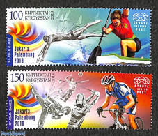 Kyrgyzstan 2018 Asia Games 2v, Mint NH, Sport - Cycling - Golf - Kayaks & Rowing - Sport (other And Mixed) - Swimming - Cycling