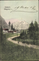 CPA Glückwunsch Pfingsten, Landschaft Mit Ort Und Bergen - Pfingsten