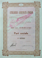 Ateliers Germain-Anglo - Monceau-sur-Sambre - Part Sociale -1963 - Spoorwegen En Trams