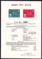 BURMA/MYANMAR STAMP 1969 ISSUED I L O TEMPLET CERTIFICATE - Myanmar (Birmanie 1948-...)