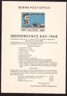 BURMA/MYANMAR STAMP 1969 ISSUED INDEPEDENCE DAY TEMPLET CERTIFICATE - Myanmar (Birmanie 1948-...)
