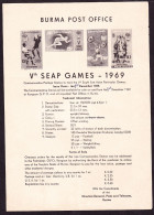 BURMA/MYANMAR STAMP 1969 ISSUED 2ND SEAPGAME TEMPLET CERTIFICATE - Myanmar (Birmanie 1948-...)