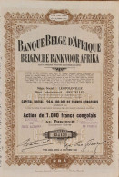 Banque Belge D'Afrique - Léopoldville - 1952 - Action 1000 Francs Congolais - Afrika