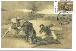 Grabados De Goya, Tauromaquia " Otro Modo De Cazar A Pié ", Carte Maximum Espagne. Tu Sello - Engravings
