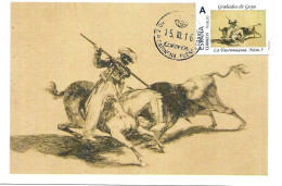Grabados De Goya, Tauromaquia " El Animoso Moro Gozul ", Carte Maximum Espagne. Tu Sello - Engravings