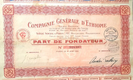 Compagnie Générale D'Ethiopie - Paris - 1928 - Part De Fondateur - Other & Unclassified