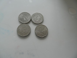 Lot De 4 Monnaies   2  Francs  5 Eme  République  2 Francs 2000+ 1993 Jean Moulin + 1997 Guynemer +1998 René Cassin - Vrac - Monnaies