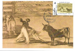 Grabados De Goya, Tauromaquia " Origen De Los Arpones O Bandilleras ", Carte Maximum Espagne. Tu Sello - Engravings