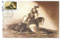 Grabados De Goya, Tauromaquia " Carlos V Lanceando Un Toro ", Carte Maximum Espagne. Tu Sello - Engravings