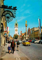 Straubing Theresienplatz Mit Dreifaltigkeitssaeule Und Stadtturm - Straubing