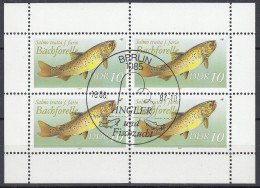 DDR  3096, Kleinbogen, Gestempelt, Süßwasserfische, 1987 - 1981-1990