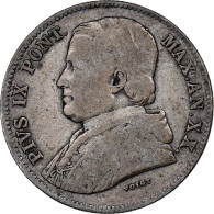 États Italiens, PAPAL STATES, Pius IX, 20 Baiocchi, 1865, Rome, Argent, TB - Vaticano