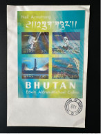 Bhutan 1969 Mi. Bl. 34 FDC Premier Jour 3D Moon Landing Lune Mondlandung Apollo 11 - Bhoutan
