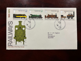 United Kingdom 1975 - 150 Years Public Railways FDC Stamps Set Philatelic Bureau Edinburgh - 1952-1971 Pre-Decimal Issues
