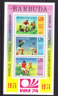 Barbuda 1974 World Cup Football Sheetlet - Antigua Et Barbuda (1981-...)